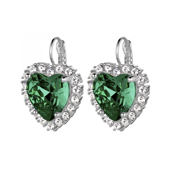 Dyrberg Kern Felicia Silver Earrings - Emerald Green/Crystal